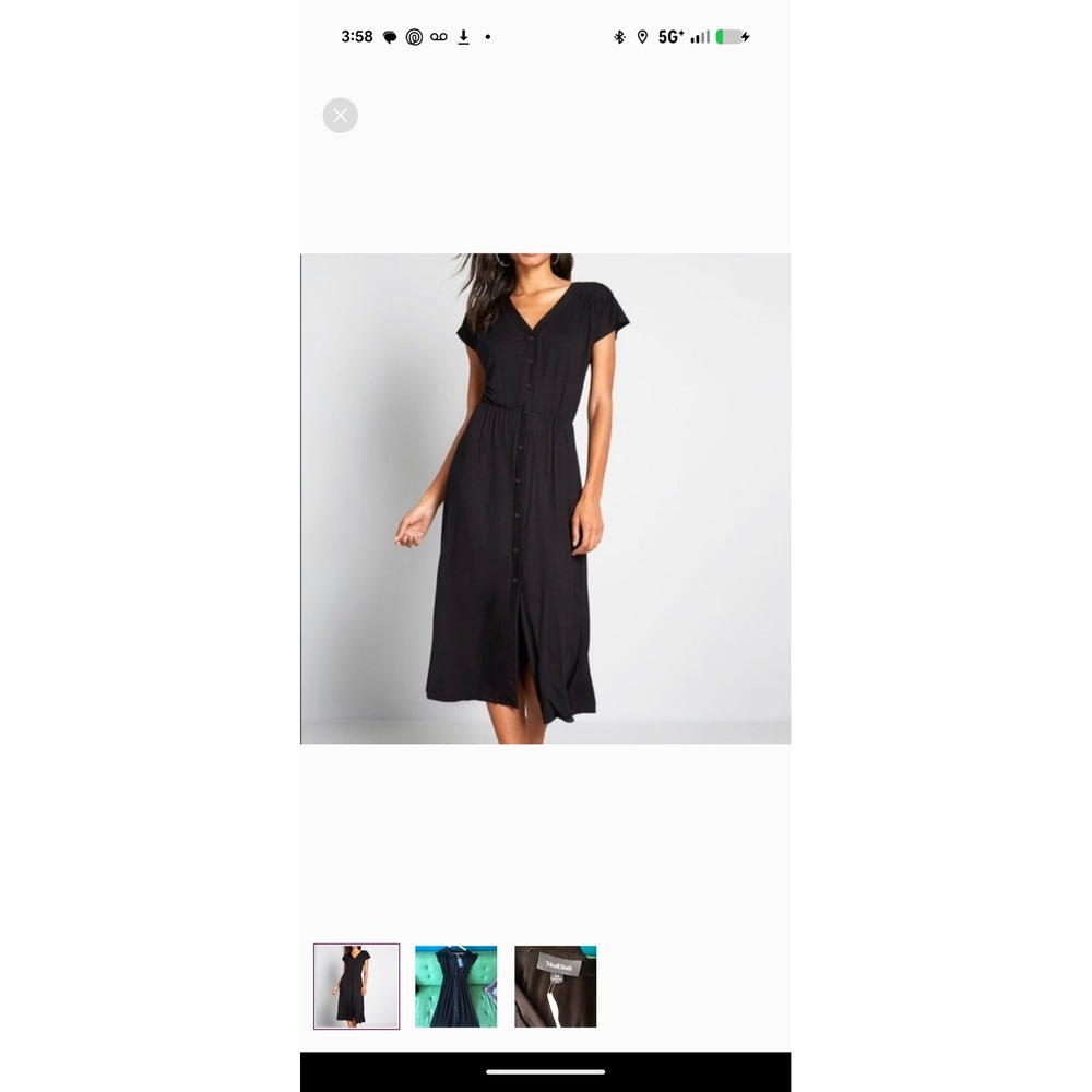 ModCloth Simple Addition Midi Dress black size m button down